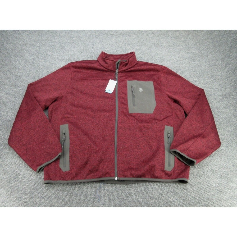 Ocean Coast Mens Jacket NWT Regular Burgundy Marled Fleece Lined Full Zip XXL